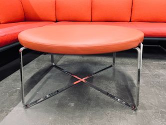 Bernhardt Round Office Bench (Orange/Chrome)