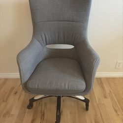 Hanover Gray Carlton Wingback Wheeled Office Chair With Upgraded Skate Type Wheels