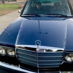 Blue 1984 Mercedes 300D Turbo, 290K miles. Runs well.