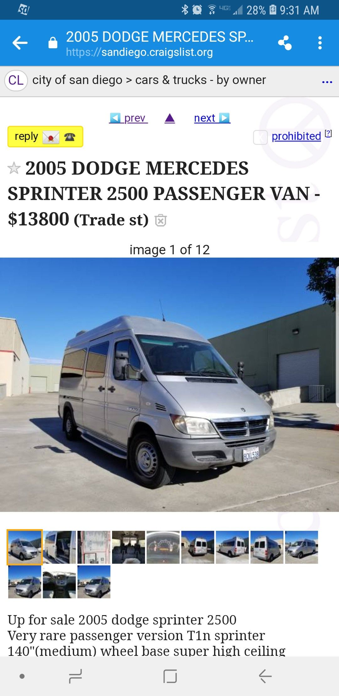 Dodge store sprinter craigslist