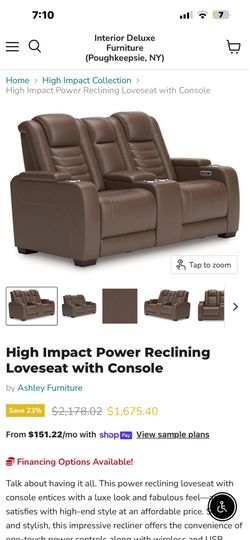 High Impact Power Reclining Loveseat with Console