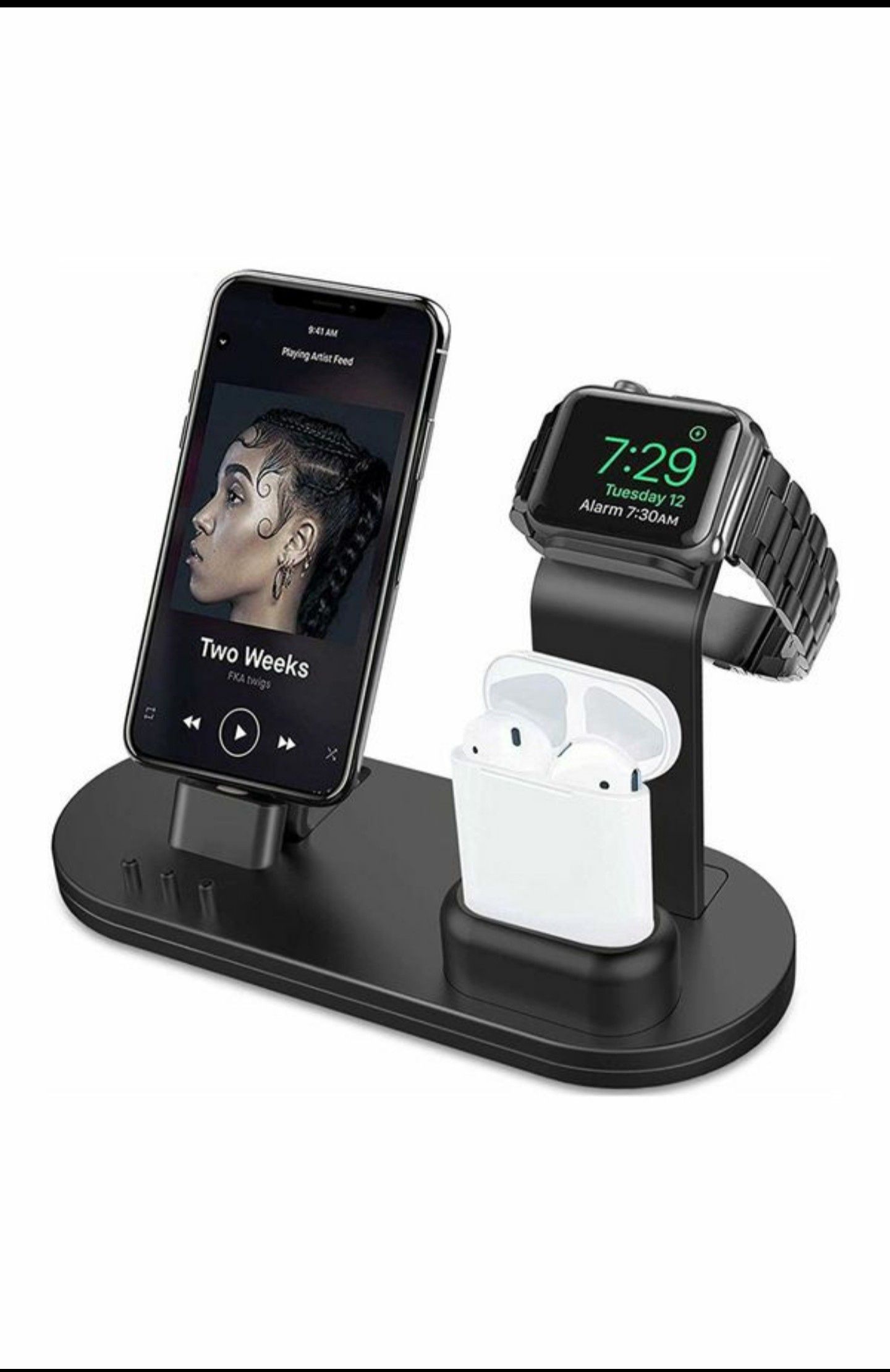 (W47) OLEBR 3 in 1 Charging Stand (Original Charger & Cables Required) Black