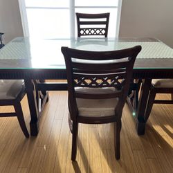 Wooden Dining Table + 4 Matching Chairs