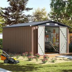10 ft. W x 12 ft. D Metal Storage Shed with Double Door, Locks, Air Vents (115 Sq. Ft.) 