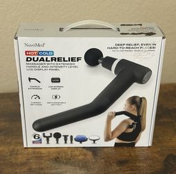 DUAL RELIEF HOT AND COLD MASSAGE GUN WITH EXTENDED HANDLE