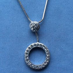 Sparkling Crystal Necklace Double Round Design On Snake Chain *Ship Nationwide Or Pickup Boca Raton