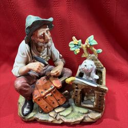 Vintage Norleans Japan Bisque Porcelain Man & Dog Figurine