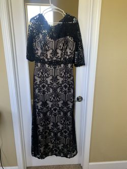 Black Lace And Nude Dress By Sangria  