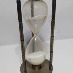 Vintage Brass and Glass Hourglass Sand Timer 11.5 Inch Decorative Timepiece

