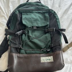 LL BEAN vintage Leather bottom Backpack