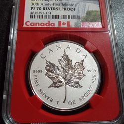 2018 Canada S$20 Silver Maple Leaf 30th Anniversary PF 70 REVERSE PROOF Silver Coin 