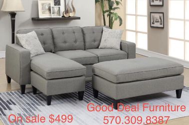 Reversible sofa chase sectional set with ottoman (finance available)