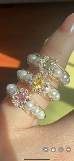 18k gold Akoya Pearl &Sapphire Rings