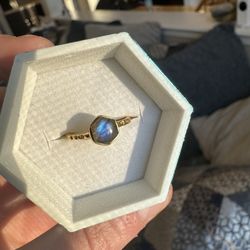 Gold Plated Sterling Silver labradorite Ring 