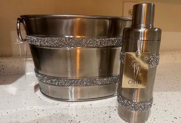 Barware Collections Bedazzled Ice Bucket & “Cheers and Co” Cocktail Shaker Set
