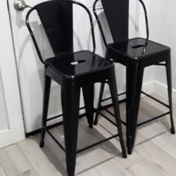 2 Bar Black Metal Stools 24 Inches Height 