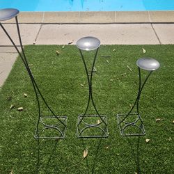 Black Shine Finish Candle Holders 3 Set