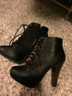 Black lace up booties