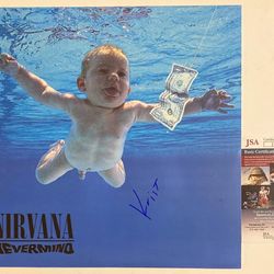 NIRVANA SIGNED NEVERMIND VINYL RECORD KRIST NOVOSELIC