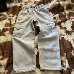 FBCounty Grey Cargo Sweatpants With Adjustable Waist And Leg Opening 
