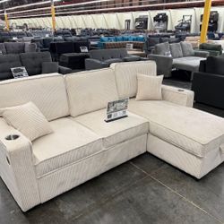 2-Pc Sectional Sofa And Reversible Chaise With Storage