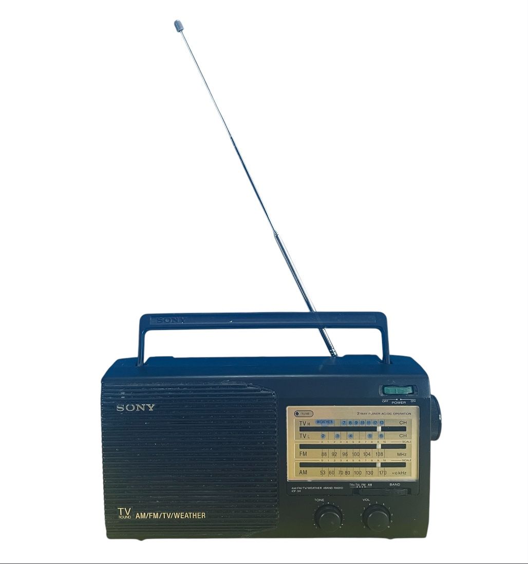 Vintage Sony ICF-34 Portable AM FM TV Weather Band Radio Battery And AC Tested & Working