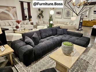 Black Sectional Sofa With Large Chaise