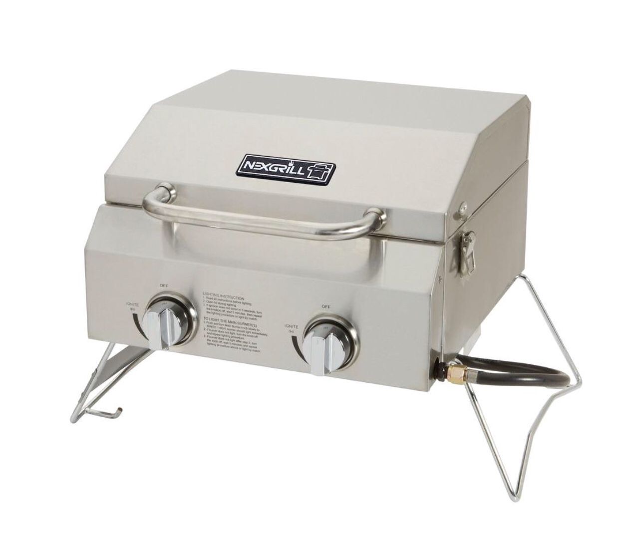 Nexgrill 2-Burner Portable Propane Gas Table Top Grill in Stainless Steel-New