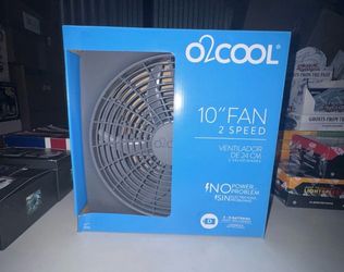 O2 Cool Battery Operated Fan 10" Portable 2 Speed Gray New in Box *