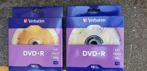 Verbatim DVD+R 4.7GB 16x Recordable Media Disc - 10 Disc Box* BRAND NEW* 2 PAK