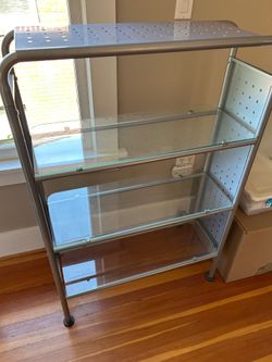 Glass and Silver Metal Bookshelf