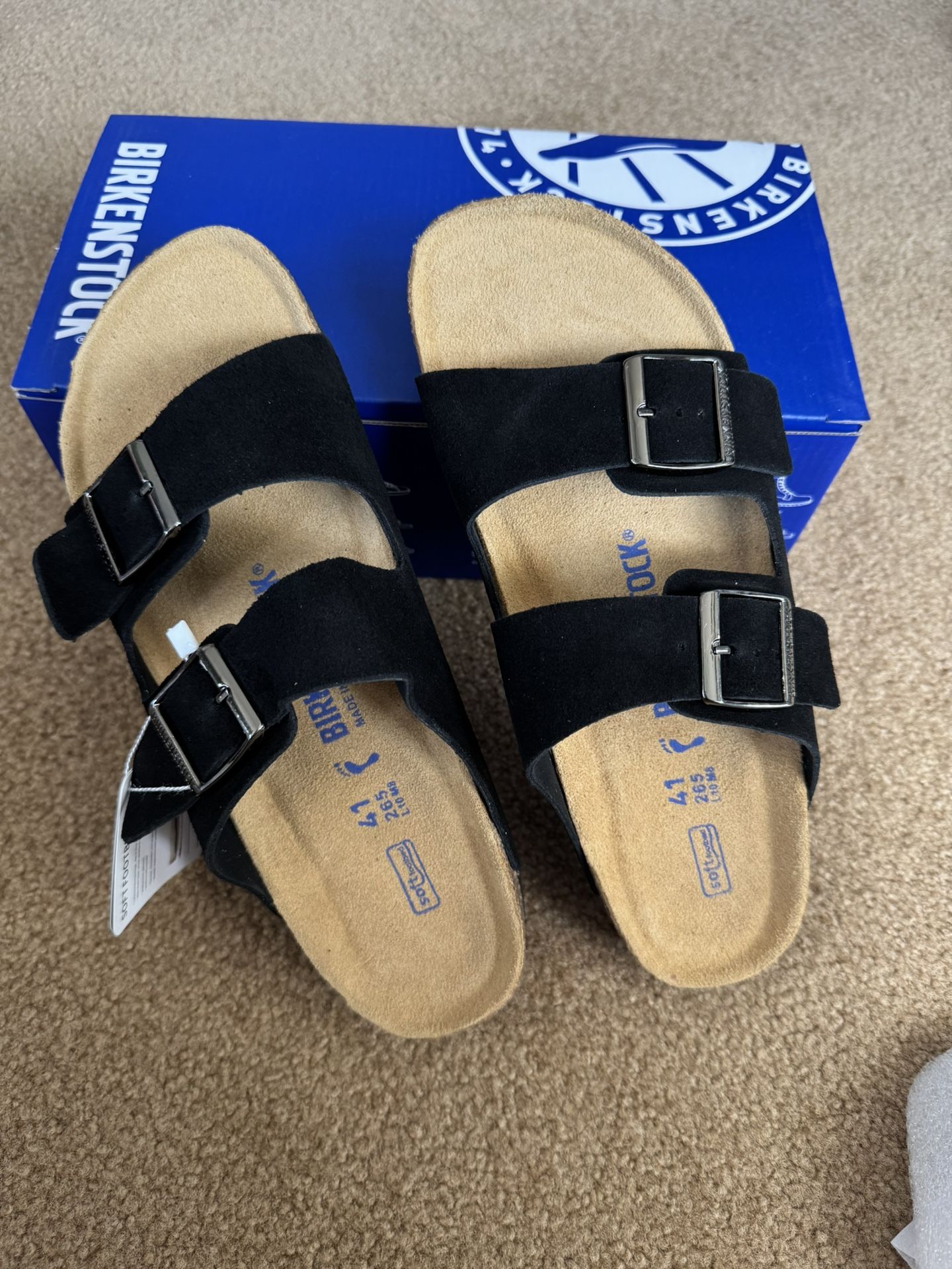 Birkenstock Arizona Black Suede Leather Unisex Casual Sandals