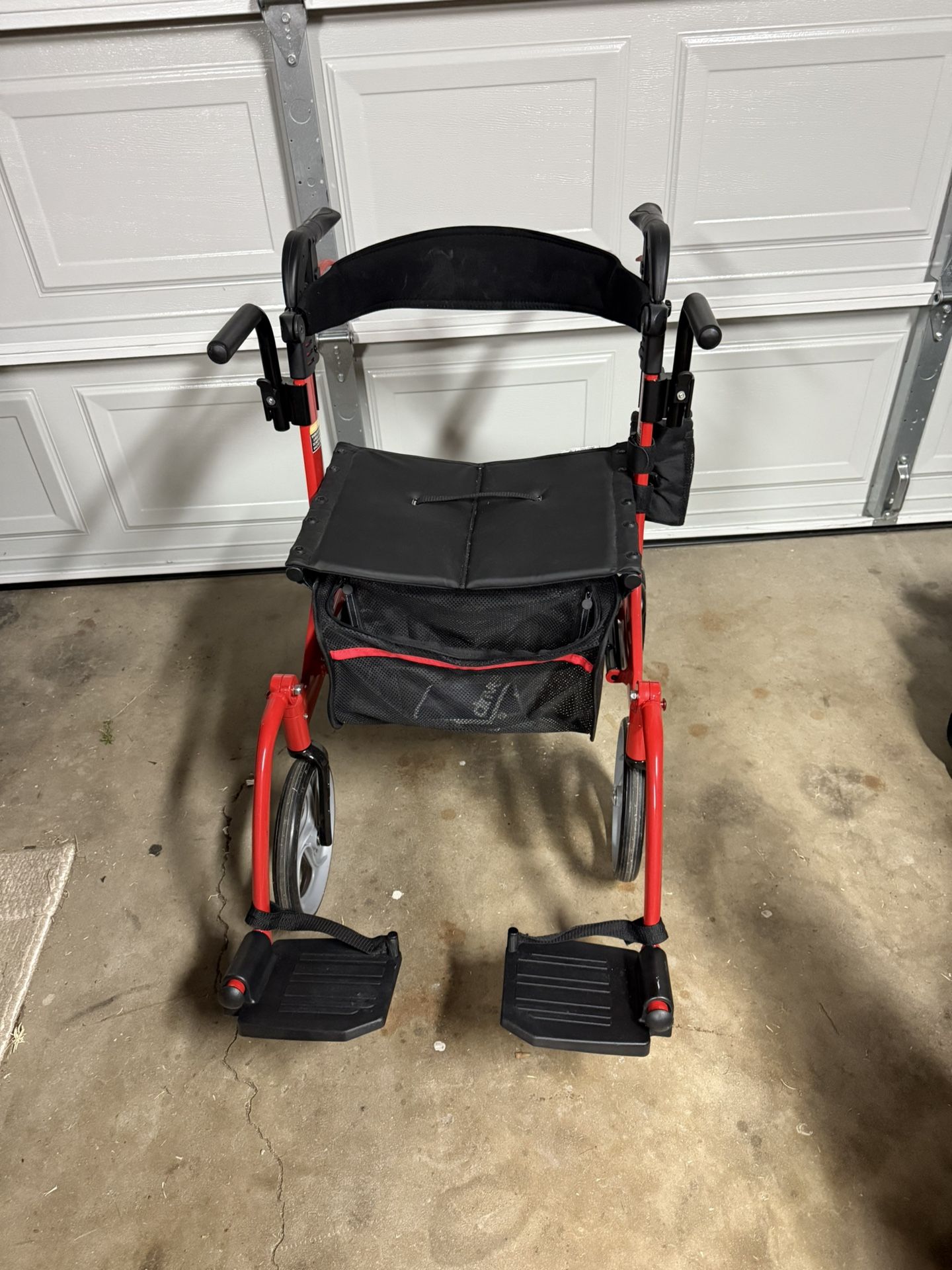 Drive Medical Nitro Dual Function Transport Wheelchair and Rollator Rollator, Red