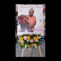Funeral board and flowers