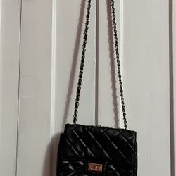Faux Leather Black Small Shoulder Bag