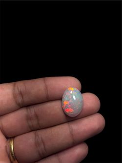 10.4 Ct Natural Ethiopian Opal Oval Cabochon Loose Gemstone Red Fire