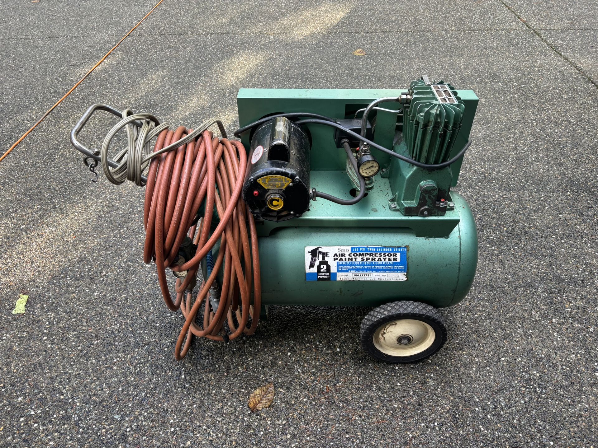 1972 Sears 150 PSI 2 Hp Air Compressor
