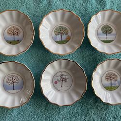 Vintage Rare Set Of 6 Dessert Bowls, Czechoslovakia, Like New