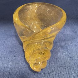 Vintage Murano Archimede Seguso Gold Fleck Seashell Art Glass Piece 