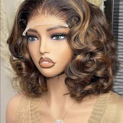 13x6 Honey Blonde Ombre Body Wave Lace Front Wig Pre-Plucked Brazilian Human Hair