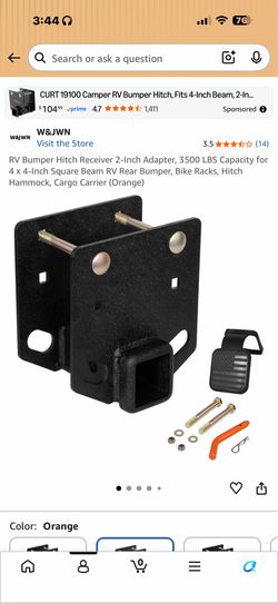 RV Bumper hitch adapter 2inch