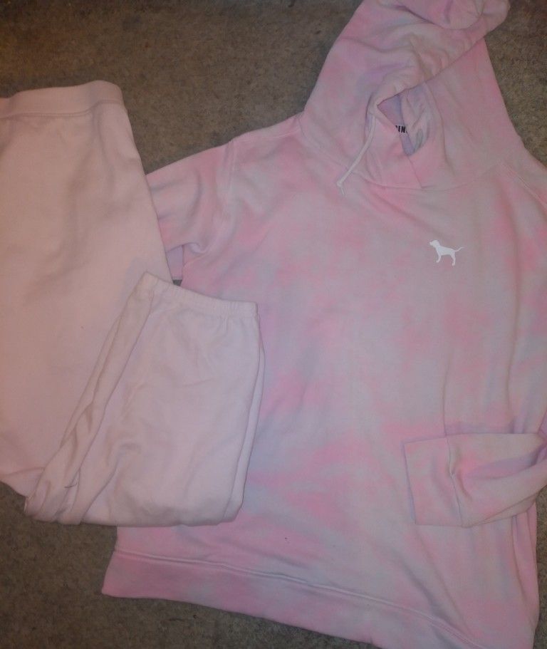 Victoria Secret Pink Hoodie And Sweats Bundle Sz L/xL