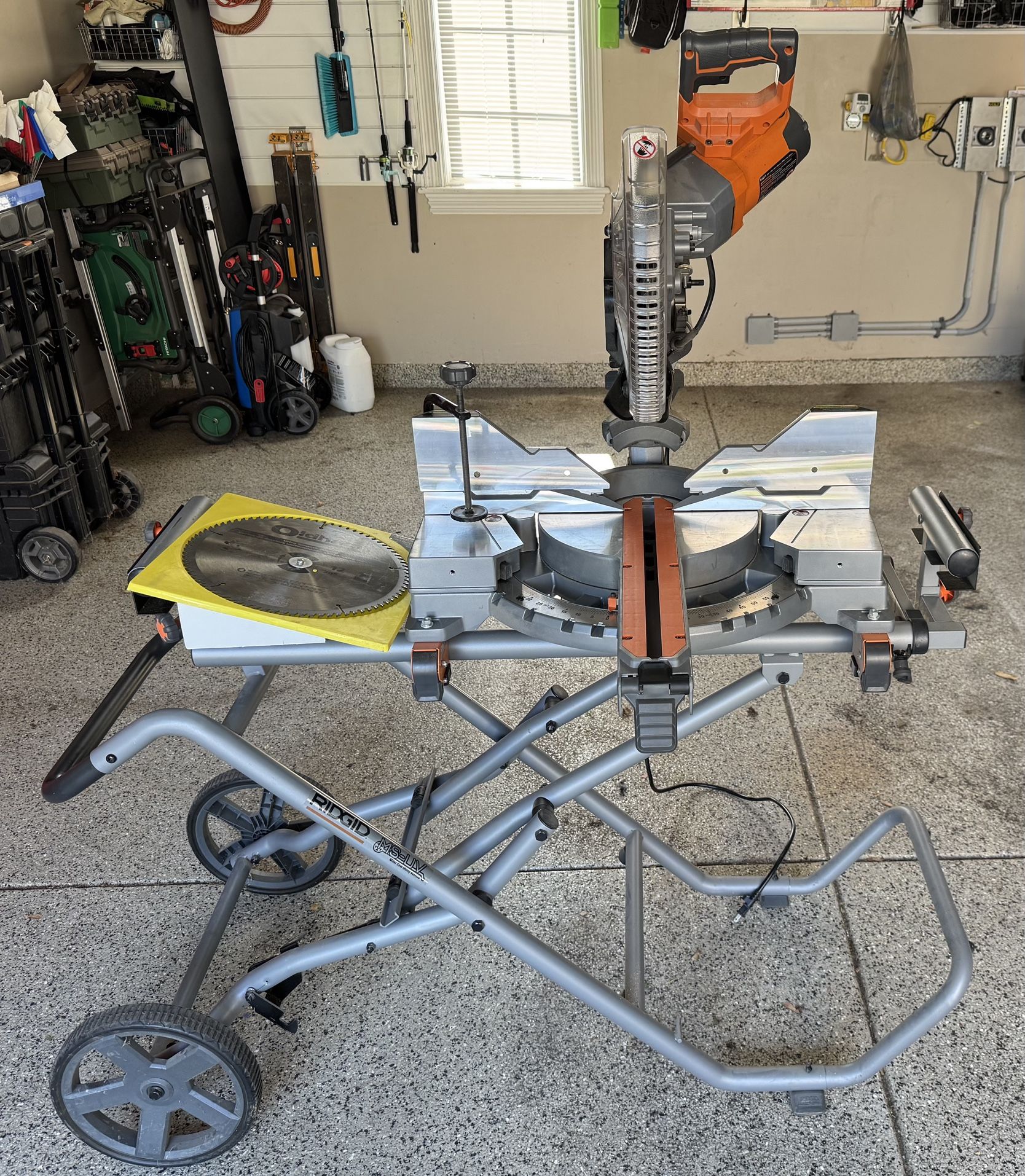 RIDGID 12” Compound Sliding Miter Saw With MSUV Stand And Extra Blade