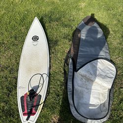 Santa Cruz Barney Model Surfboard w/ leash, fins, and bag