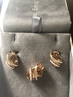 Leafael Wish Stone 18k Rose Gold Plated Topaz earring and pendant