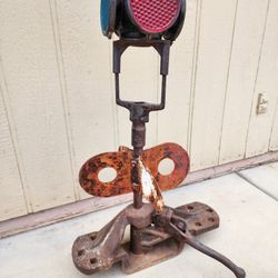 Railroad Antique Adlake 4 Way Signal Lantern Hayes Track Derail Stand