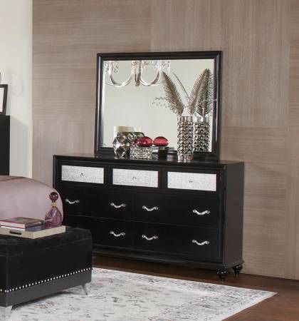 Glamorous Dresser In Black Finish With Metallic Accents! SALE!
