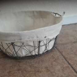 Wired Round Basket  W/ Burlap Cover