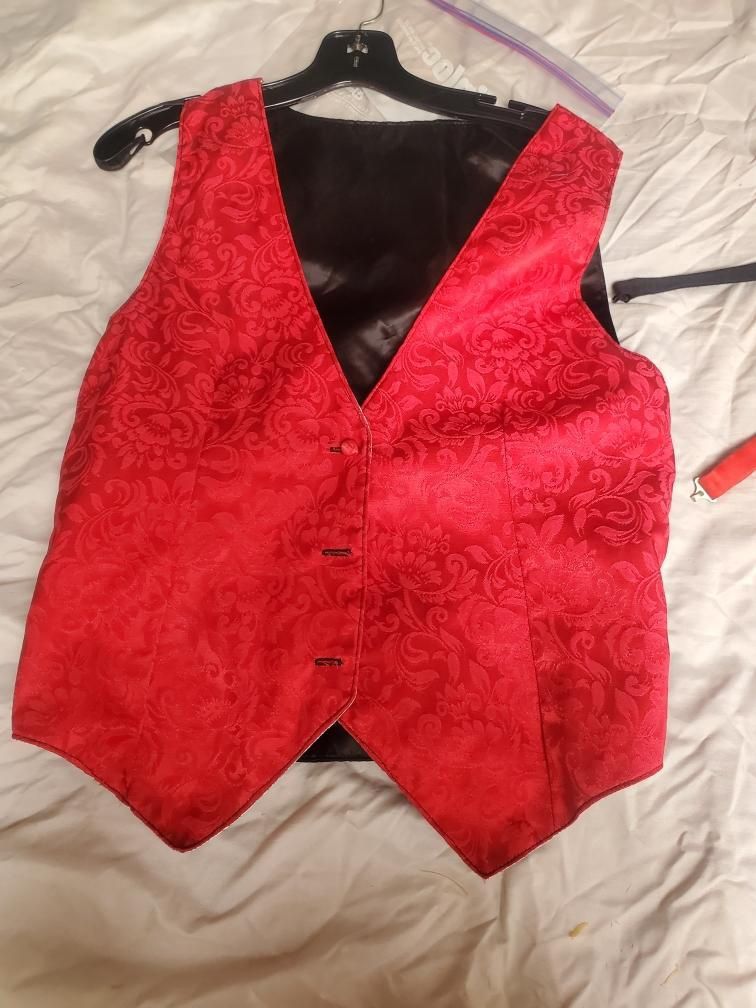 🎃🎄 Tuxedo vest, cummerbund, 2 neck ties