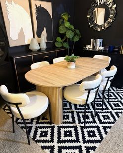 71” Oval Dining Table Set With 6 Chairs 